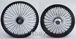 Fat Spoke 21 Front/rear 16 Wheel Black Abs Harley Softail Flst Heritage Deluxe