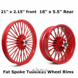 Fat Spoke Aluminum Wheels Rims Set 21''×18'' for Harley Dyna Softail Choppers