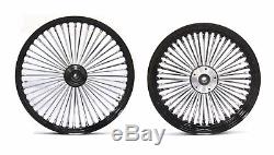 Fat Spoke Black 21 Front & 16 Rear Wheel Set Harley Dyna Wide Glide Fxdwg