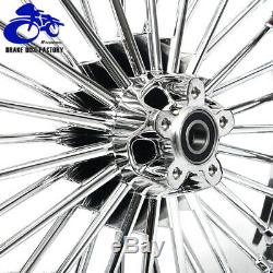 Fat Spoke Chrom 21/18 Front Rear Wheel Rim Set Single Disc Touring Dyna Softail