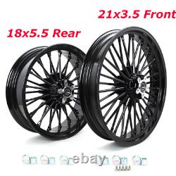 Fat Spoke Wheels Rim 21x3.5 18x5.5 for Harley Softail Heritage FLSTC Gloss Black