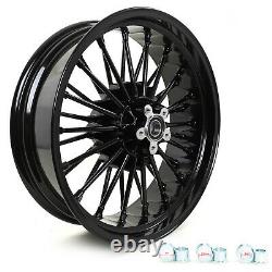 Fat Spoke Wheels Rims 21x3.5 18x5.5 for Harley Softail Fatboy FLSTF Gloss Black