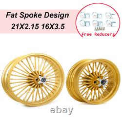 Fat Spoke Wheels Rims Set 21x2.15 16x3.5 For Harley Heritage Softail Deluxe FXST