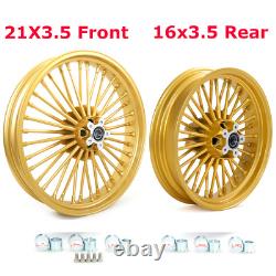 Fat Spoke Wheels Set 21x3.5 16x3.5 for Harley Touring Bagger Electra Glide 84-08