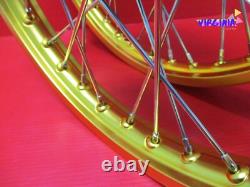 Fit HONDA C50 C65 C70 FRONT & REAR ALU WHEEL RIM & STAINLESS SPOKE SETVI1201