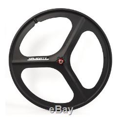 Fixed Gear Wheelset Rear Front 700c Tri Spoke Track Wheel Clincher Black Wheel