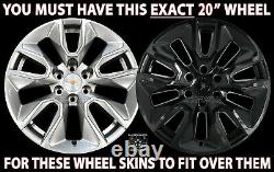 For Chevrolet Silverado 1500 2019-2021 Black 20 Wheel Skins Hub Caps Rim Covers