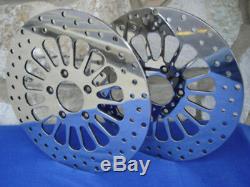 For Harley Softail Choppers Super Spoke 70 T 1 1/2 Pulley Brake Rotors Kit