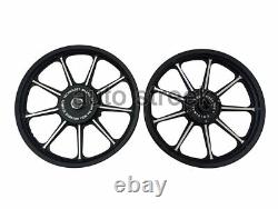 For Royal Enfield Classic 500 Parado D1 Front & Rear 9 Spoke Black Alloy Rims