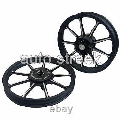 For Royal Enfield Classic 500 Parado D5 Front & Rear 9 Spoke Black Alloy Rims