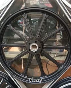 For Royal Enfield Classic Reborn 350 Front & Rear 10 Spokes Black Wheel Rim Pair