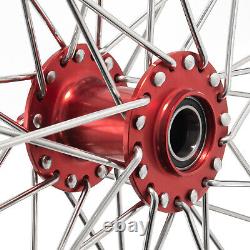For Talaria Sting 21x1.6 & 18x2.15 Spoked Front Rear Wheels Red Hubs Black Rims