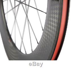 Front 3 Spoke Wheels Rear 88mm Carbon Track Bike Wheelset 12K Fixed Gear Wheel