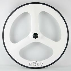 Front 70mm Tri Spokes Rear Disc Wheels Road Bike Carbon Wheelset Painting White