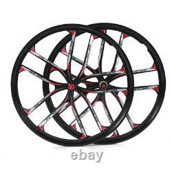 Front + Rear 26 MTB Mountain Bike Mag Alloy Wheel Set 10 Spoke Rims Disc Brake
