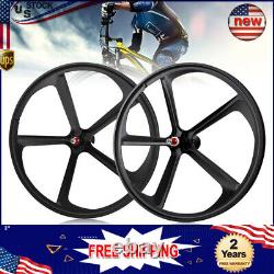 Front & Rear Set Single Speed Fixie Bicycle Black Wheel Fixed Gear 700c 5 Spoke