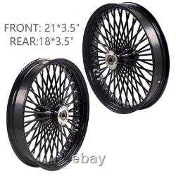 Front & Rear Wheels Combo for 2000-2007 Harley Softail Fat Spoke Wheel Black`