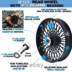 Front & Rear Wheels Combo for 2000-2007 Harley Softail Fat Spoke Wheel Black`