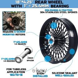 Front & Rear Wheels Combo for 2000-2007 Harley Softail Fat Spoke Wheels Black