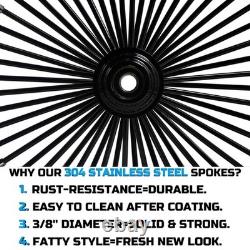 Front & Rear Wheels Combo for 2000-2007 Harley Softail Fat Spoke Wheels Black