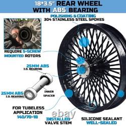 Front & Rear Wheels Combo for 2008-up Softail Fat Spoke Wheel Black, ABS