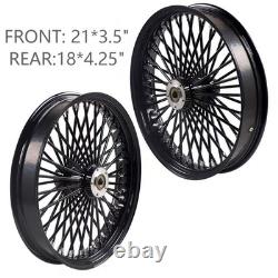Front & Rear Wheels Combo for 2008-up Softail Fat Spoke Wheel Black, With ABS