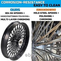 Front & Rear Wheels Combo for 2008-up Softail Fat Spoke Wheel Black, With ABS