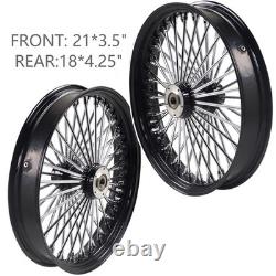 Front & Rear Wheels Combo for 2008-up Softail Fat Spoke Wheel Black and Chrome