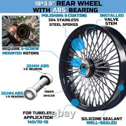 Front & Rear Wheels Combo for 2008-up Softail Fat Spoke Wheel Black and Chrome`