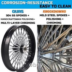 Front & Rear Wheels Combo for 2008-up Softail Fat Spoke Wheels Black and Chrome