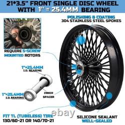 Front and Rear Wheels Combo for 2000-2007 Harley Softail Fat Spoke Wheel Black