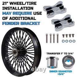 Front and Rear Wheels Combo for 2000-2007 Harley Softail Fat Spoke Wheel Black