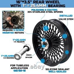 Front and Rear Wheels Combo for 2000-2007 Harley Softail Fat Spoke Wheel Black