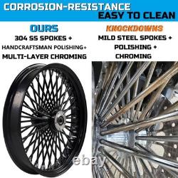 Front and Rear Wheels Combo for 2000-2007 Harley Softail Fat Spoke Wheel Black