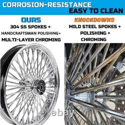 Front and Rear Wheels Combo for 2000-2007 Harley Softail Fat Spoke Wheel Chrome