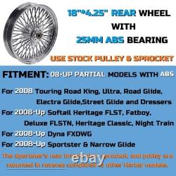Front and Rear Wheels Combo for 2008-up Softail Fat Spoke Wheel Chrome, With ABS