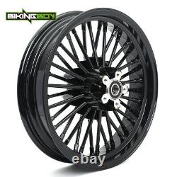 Gloss Black 21x3.5 & 16x3.5 Fat Spoke Front Rear Tubeless Wheel Rim Softail Dyna