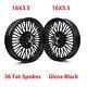 Gloss Black Fat Spoke 3.5x16 Wheels Set Chrome Rim For Fxdwg Flhtc Fatboy Flstf