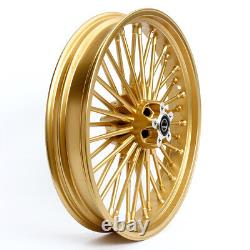 Gold 21/18'' fat spoke Front Rear Wheels Single Disc for Dyna Super Glide FXDB