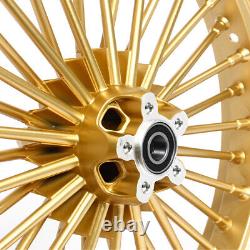 Gold 21/18'' fat spoke Front Rear Wheels Single Disc for Dyna Super Glide FXDB