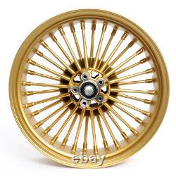 Gold 21/18'' fat spoke Front Rear Wheels Single Disc for Dyna Super Glide FXDB