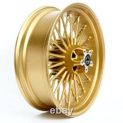 Gold 21/18'' fat spoke Front Rear Wheels Single Disc for Dyna Super Glide FXDB