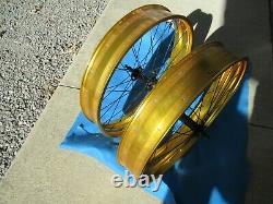 Gold 26 Fat Front & Rear Wheel Set 36 Spokes For Disc Brakes New