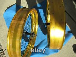 Gold 26 Fat Front & Rear Wheel Set 36 Spokes For Disc Brakes New