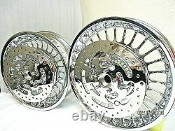 HARLEY CHROME 28 SPOKE FRONT & REAR WHEEL RIMS WithROTORS 09-18 road king sale