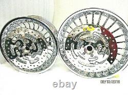 HARLEY CHROME 28 SPOKE FRONT & REAR WHEEL RIMS WithROTORS 09-18 road king sale