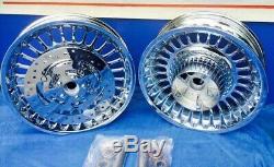 HARLEY CHROME KNUCKLE 28 SPOKE FRONT & REAR WHEEL RIMS WithROTORS 09-18