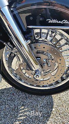 HARLEY CHROME KNUCKLE 28 SPOKE FRONT & REAR WHEEL RIMS WithROTORS 09-18