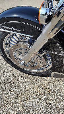 HARLEY CHROME KNUCKLE 28 SPOKE FRONT & REAR WHEEL RIMS WithROTORS 09-18