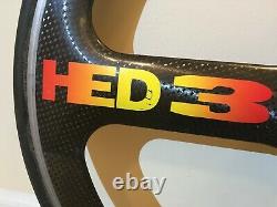 HED 3 Carbon Tri Spoke Wheel Set Front & Rear 650c Tubular trispoke bike